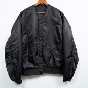 Reversible Bomber Jacket Mens M Black Minimal V Neck Button Urban Research